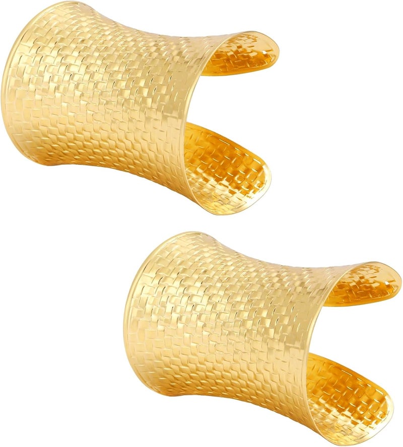 CASDAN 2Pcs Cuff Bangle Bracelets for Women Open Wide Bracelets Adjustable Wrist Cuff Wrap Bracelet - Image 1